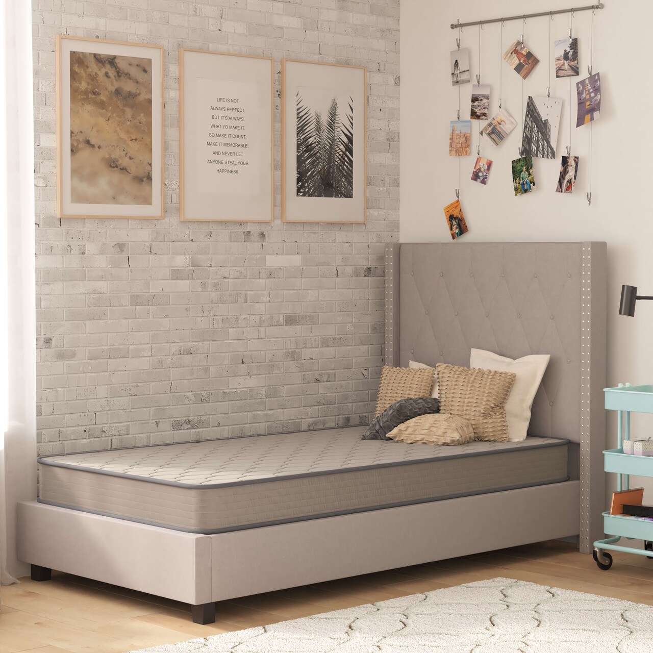 Emma and Oliver Asteria Premium Comfort Medium Firm Hybrid Innerspring Mattress in a Box with Knitted Fabric Top and CertiPUR-US Certified Foam